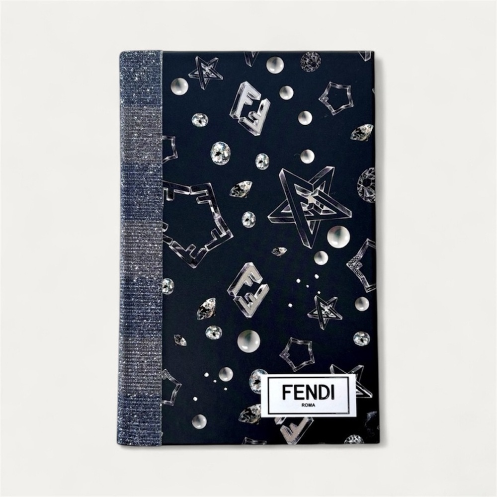 FENDI Black and Silver Geometric Design Notebook